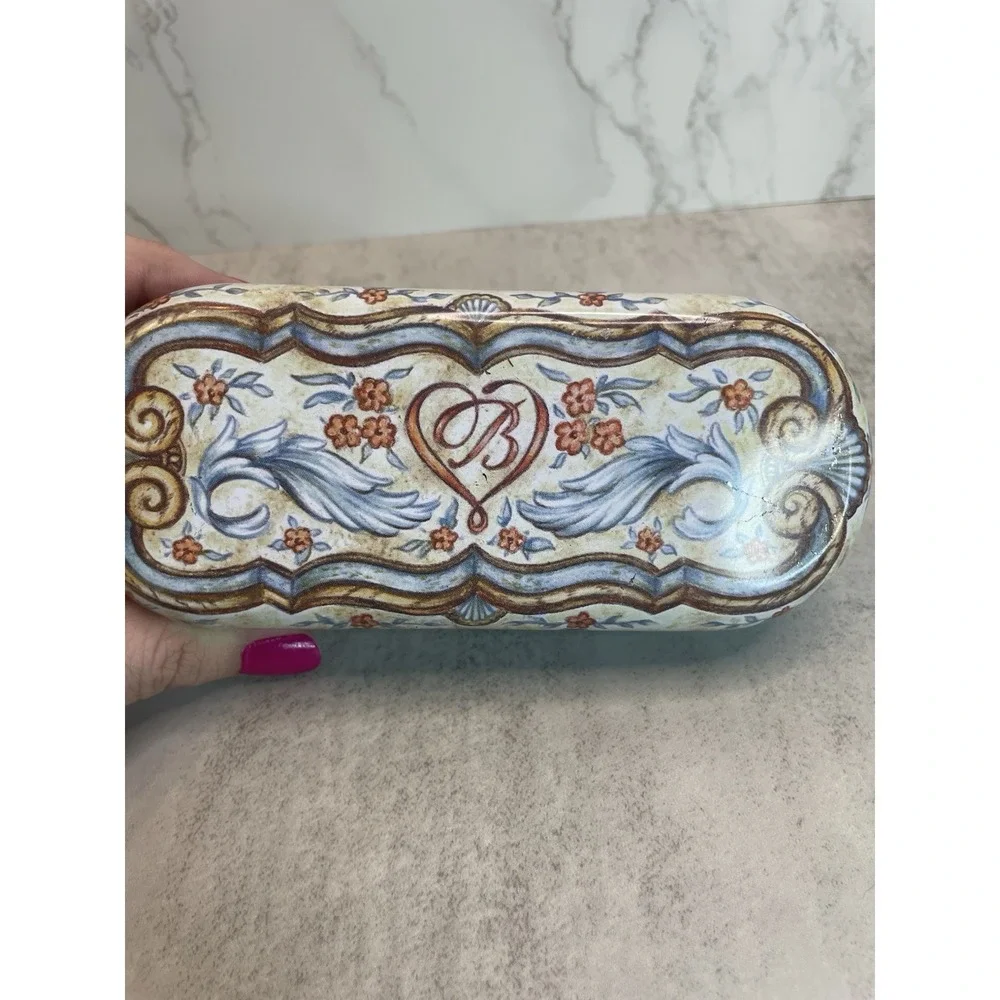 Brighton Sunglasses Tin Metal Case Holder Felt Lined Feather Heart Designer